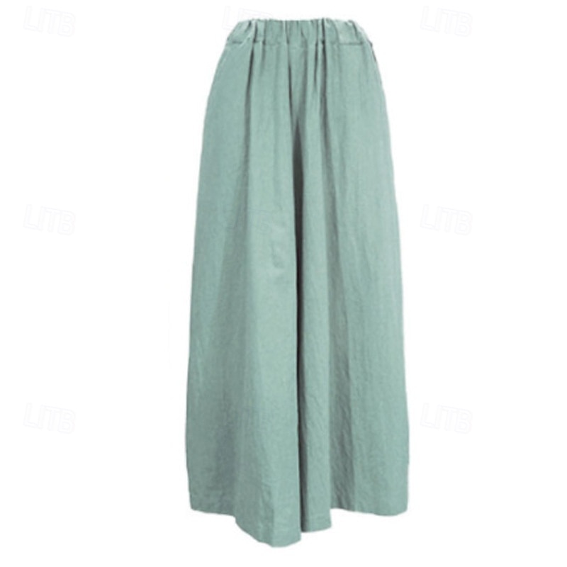 Femmes Pantalon en coton et lin Slacks Mode Streetwear Longueur complète Naturel Uni Avec Poches Taille Élastique Confortable Sortir Week-end Vert forêt Bleu ciel clair Gris Bleu lagune Été Coupe de 2025 ? $27.99 –P6