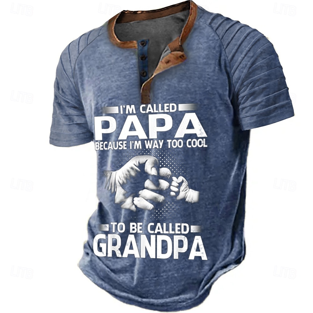 Męskie PAPA Koszula Henley Raglanowa koszulka Krótki rękaw Moda Designerskie Codzienny Na zewnątrz Urlop Codzienny Lato Niebieski Szary Zielony Kołnierz Henley Henley Koszulka Henley 2025 - $10.49 –P2
