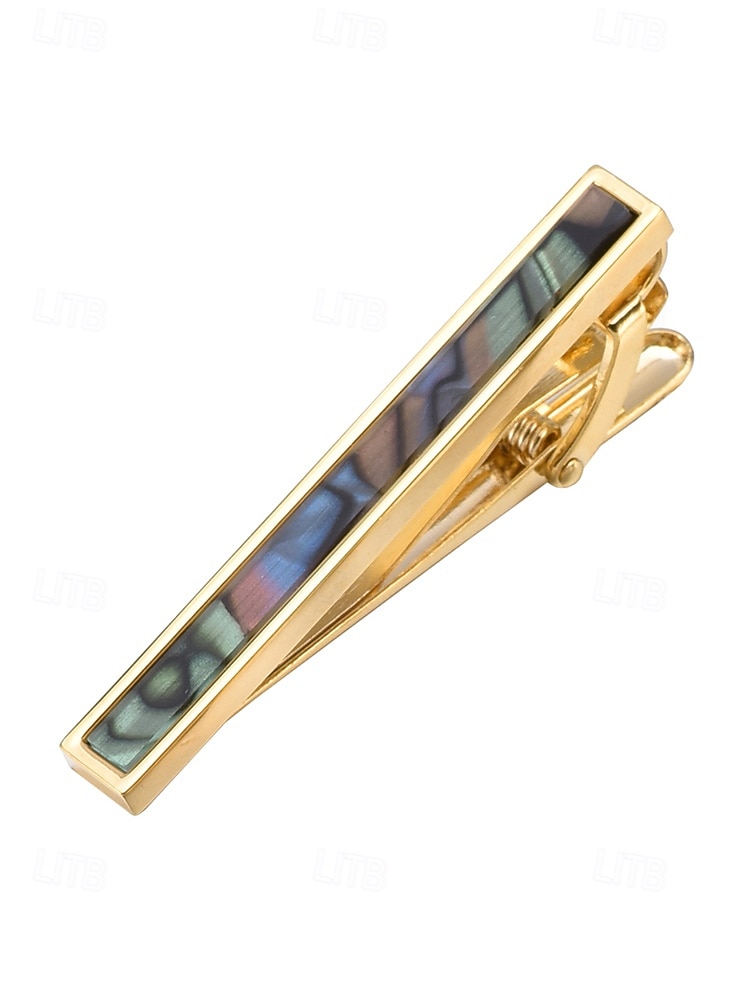 heren stropdas clip van messing ingelegd met parelmoer en abalone, stijlvol en elegant ontwerp, geschikt voor formele gelegenheden, een perfect cadeau voor zaken, bruiloften en Vaderdag 2026 - $11.99 –P4