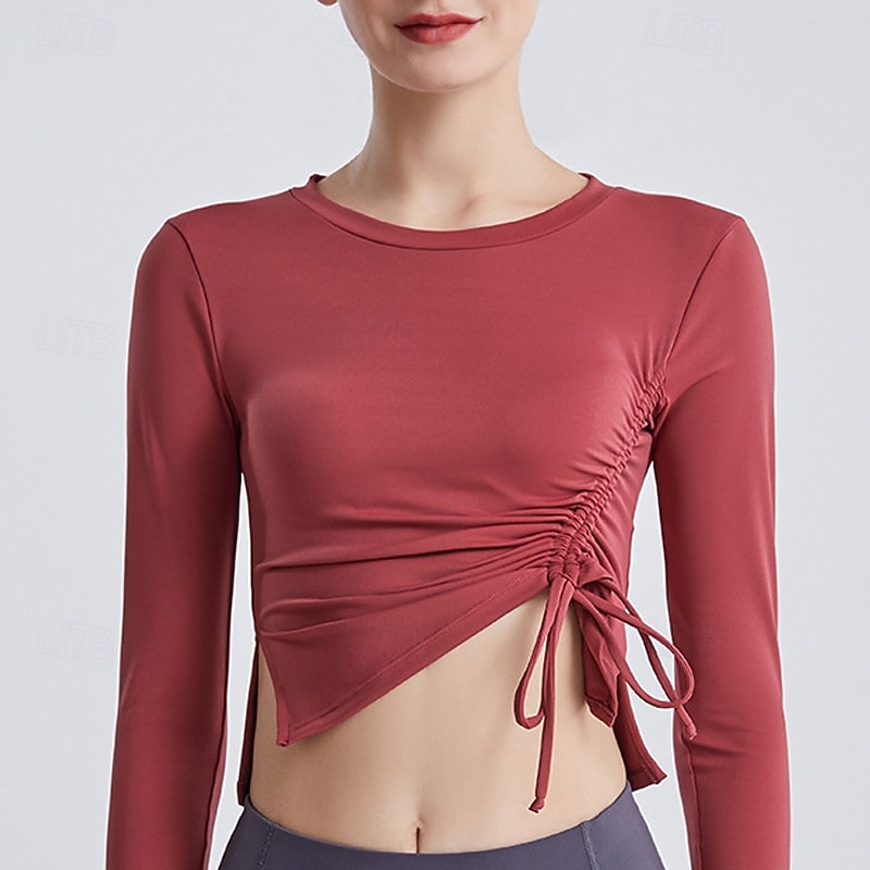 Maglietta Sportiva Donna Manica Lunga - Tecnica Asciugatura Rapida Per Palestra, Running, Yoga