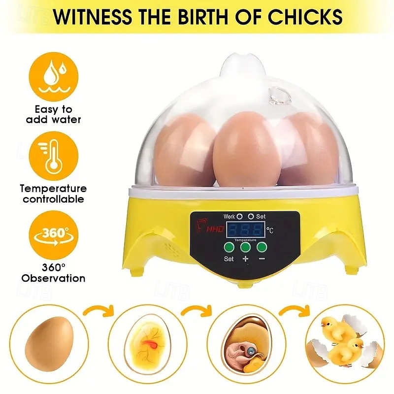 Small Family Use Egg Incubator Automatic Temperature Control Intelligent Incubator 7-egg Capacity Suitable for Chickens Ducks Turtles Birds 2025 - $47.99 –P1