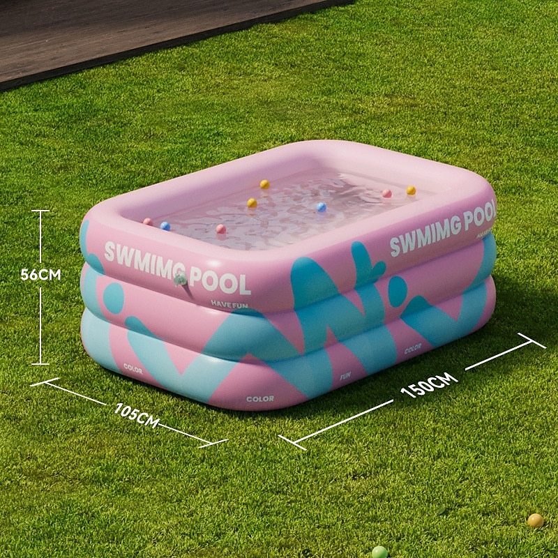 1 stk oppblåsbart svømmebasseng for utendørs hage  & bassengfester - holdbar pvc sammenleggbar design ingen strøm nødvendig bærbar sommermoro  & voksne julegave idé ferie feiring basseng enkelt 2025 - $51.99 –P2