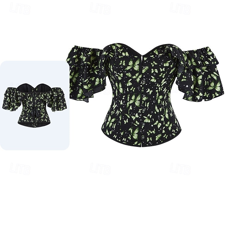 Rococò Completo Mascherata Corsetto Overbust Cosplay Jacquard Controllo della Pancia Push-Up Jacquard Costume Per donna Reale Mascherata Feste Carnevale di Venezia Adulti Corsetto del 2025 a $26.99 –P1