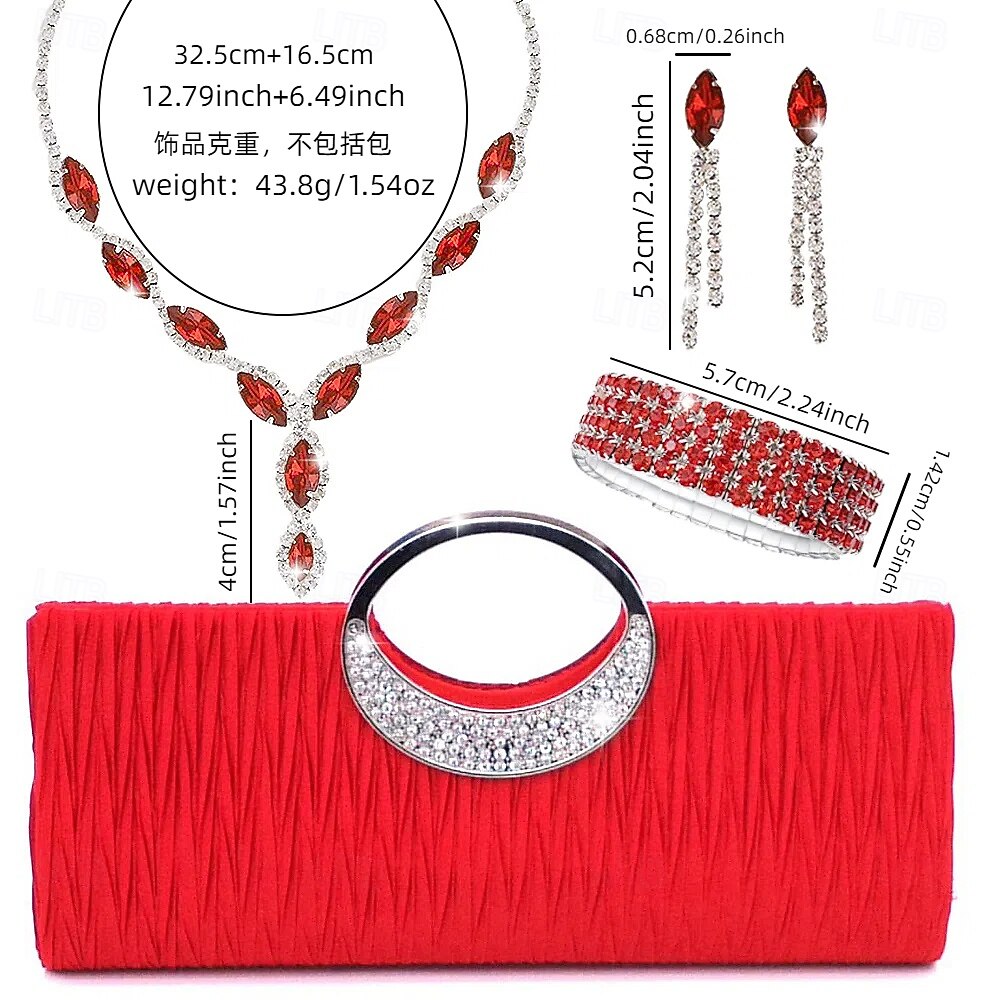 Ensemble de cocktail tendance composé de colliers, boucles d'oreilles et bracelets scintillants gravés de diamants pour un ensemble de colliers de fête créatif et luxueux de 2025 ? $32.99 –P5