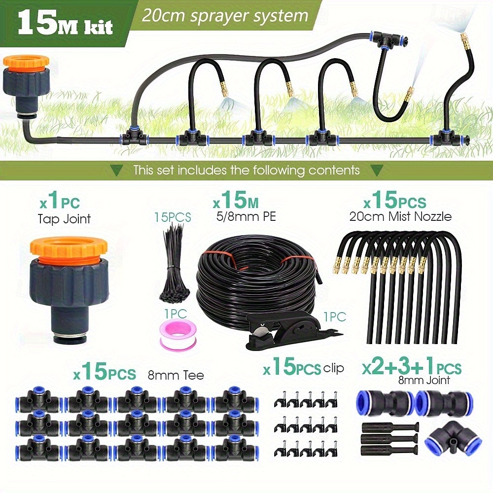 Tropfbewässerungsset, automatisches Tropfbewässerungssystem, 360° biegbares Gartenbewässerungssystem, Gartenbewässerungssystem, verstellbare biegbare Düse, Kupfersprühsystem für den Gartenhof 2025 - $34.99 –P2