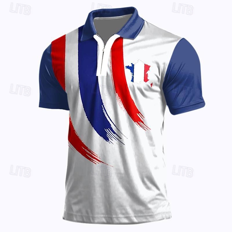 Pánské veteráni Vlastenec Polokošile na zip Golfová košile Krátký rukáv Polo tričko Košile s límečkem Na běžné nošení Streetwear Oblečení na dovolenou Párty oblečení 3D tisk Polo na čtvrt zip Jaro 2025 - $22.99 –P7