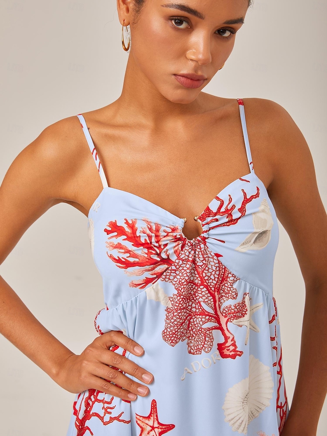 rotes Urlaubs-Camisolekleid mit Meeresmotiv 2025 - $8.99 –P4