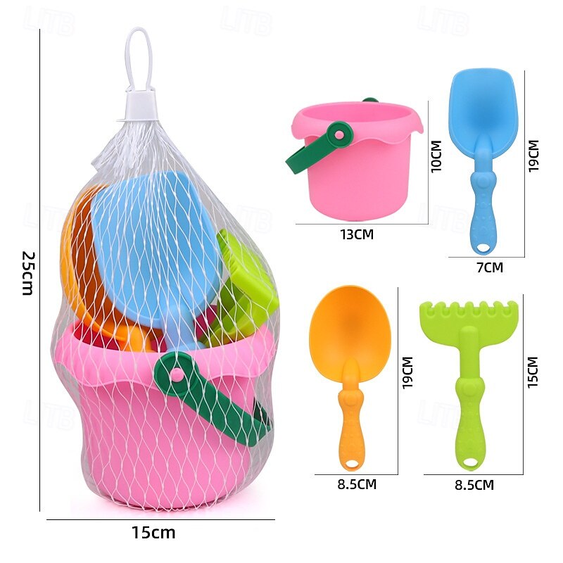 4/8 pakker strandsandspader sett  & nettingpose strandleker for barn sommer sandbøtter for barnecruise på stranden 2025 - $16.99 –P6
