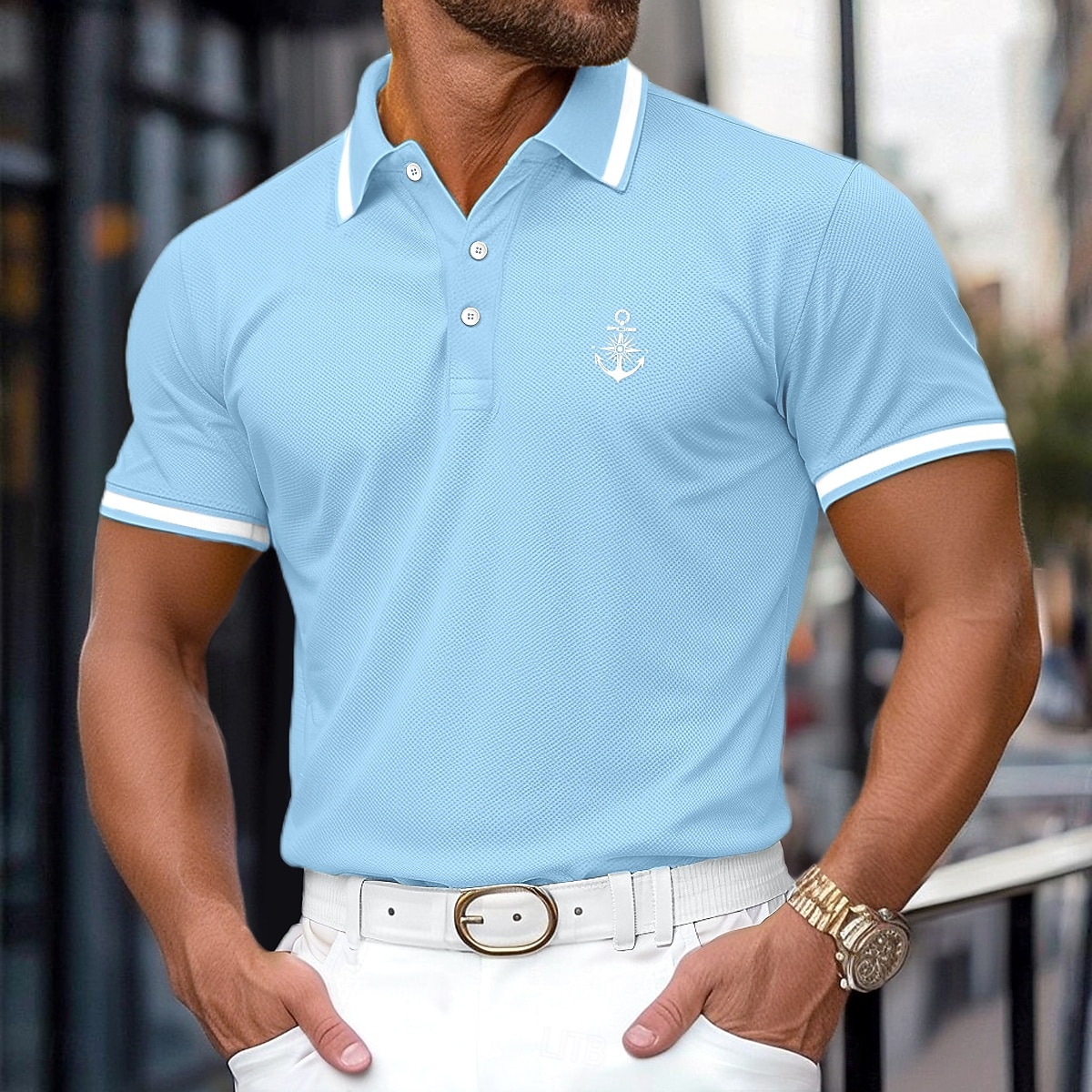 Herren Baumwoll-Poloshirt Golf Poloshirts Lässig Geschäft Gerippter Polokragen Klassisch Kurzarm Basic Modern Einfarbig Knöpfe Logo Frühling & Sommer Normale Passform Dunkelrot Gelb Hellblau Grau 2026 - $22.99 –P5