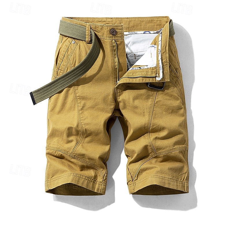 Men's Cargo Shorts Shorts Summer Shorts Work Shorts Golf Shorts Multi Pocket Button-Down Flap Pocket Plain Comfort Wearable Knee Length Outdoor Sport Daily Fashion Casual Black Yellow 2026 - $29.99 –P1