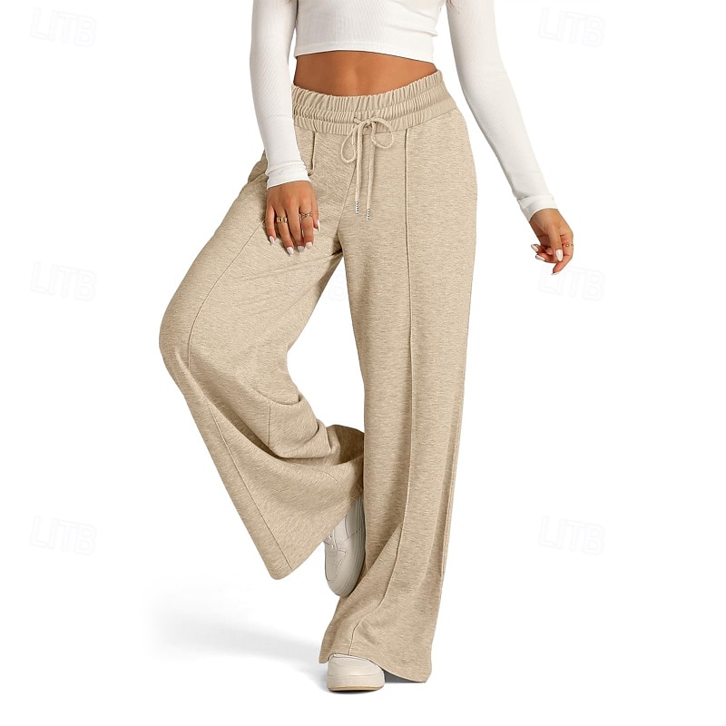 Dam Trosor Byxor Streetwear Ledigt Fullängd Naturlig Slät Ficka Elastisk dragsko-design Bekväm Utomhus Gata Utekväll Magenta Aprikos Mörkbrun Svart Sommar Normal 2025 - $19.99 –P10
