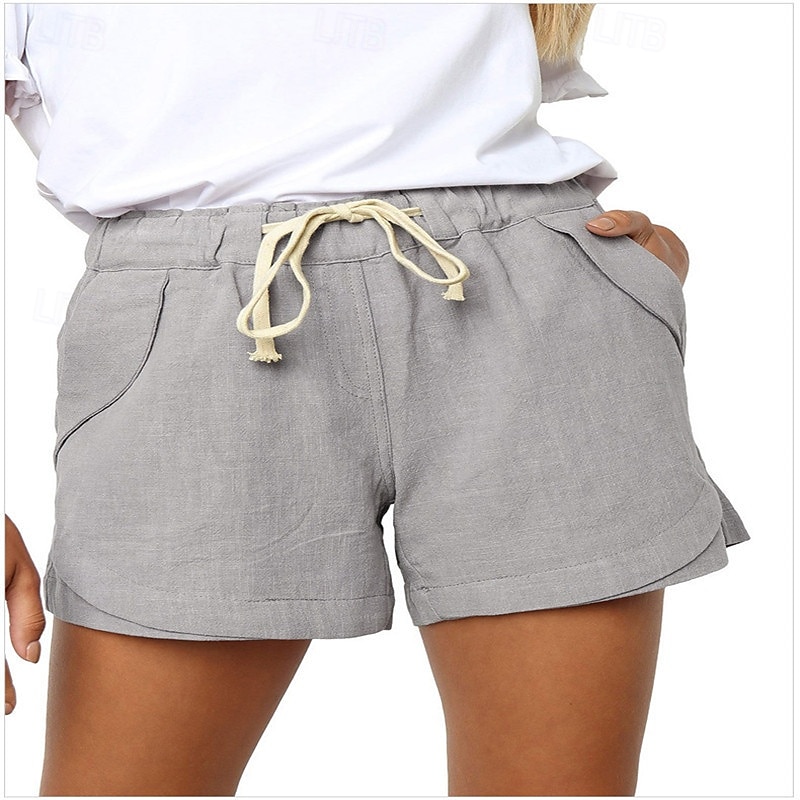 Dámské šortky baggy kalhoty chinos móda streetwear základní krátké vysoký pas jednobarevné kapsy elastický pás pohodlné měkké mikroelastické venkovní ulice černá khaki světle modrá šedá léto 2025 - $15.99 –P12