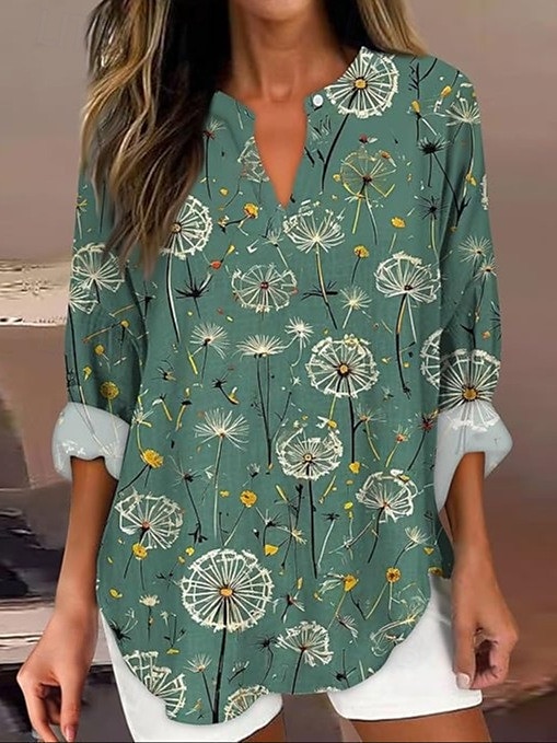 Per donna Camicia Boho Floreale Grafico Elegante Casual Boho Manica Lunga Scollo a V Top Regolari Quotidiano Uscire Patchwork Stampato Rosa cipria Rosa Vino Verde militare Rosso Primavera, Autunno del 2025 a $21.99 –P4