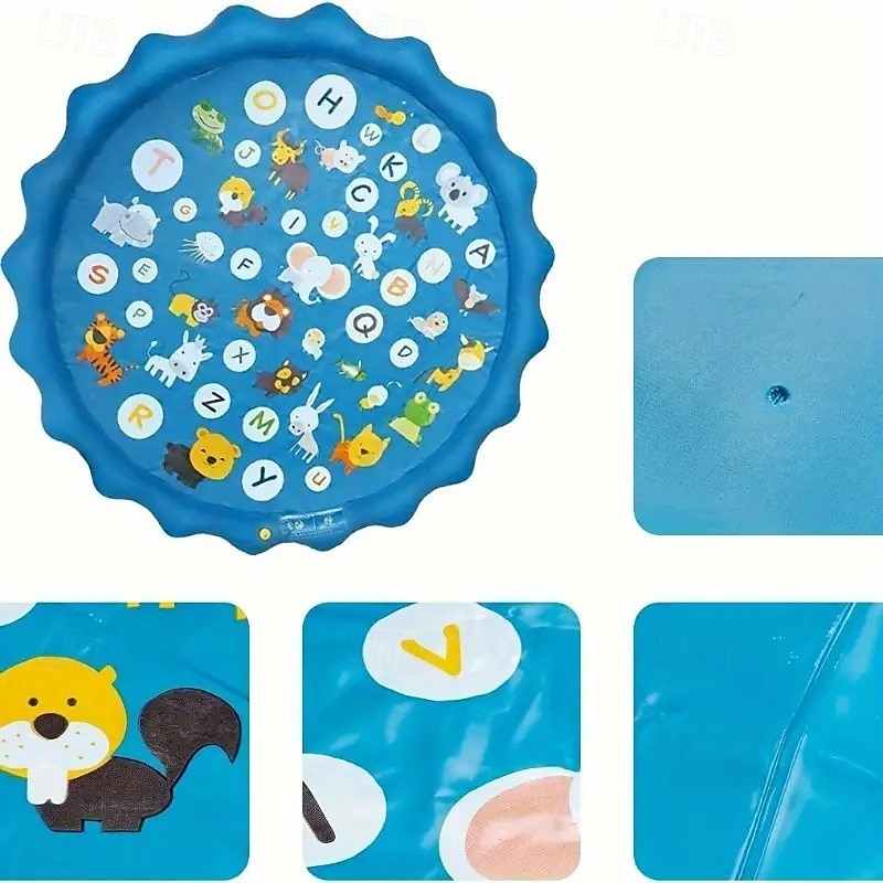 100cm/39.37in Extra Large Luxury Outdoor Toy - Portable Swimming Pool with Water Sprinklers Alphabet & Number Learning Mat Vibrant Rainbow Design PVC Material Ideal for Youngsters Aged 3-5 Summer 2025 - $27.99 –P6
