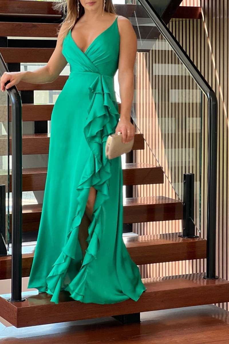 Damen Langes Kleid Maxikleid Abschlussballkleid Partykleid Cocktailkleid Unterkleid Mode Party Besonderer Anlass Date Normale Passform Einfach Ärmellos Spaghettiträger Grün Dunkelblau Rosenrot Sommer 2025 - $32.99 –P2