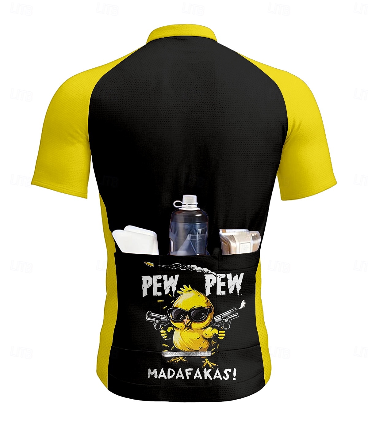 Voor heren Wielrenshirt Korte mouw Fietsen T-shirt Kleding Bovenlichaam met 3 achterzakken UV-bestendig Ademend Sneldrogend Rits Aan De Voorzijde Geel Sport Kleding 2025 - $28.99 –P2