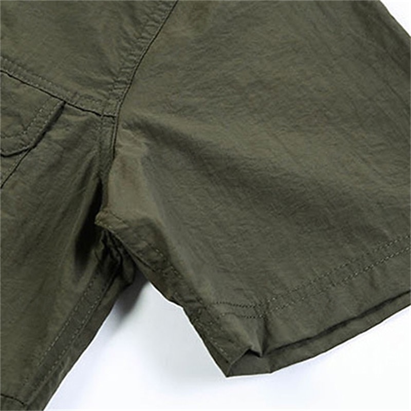 Voor heren Overhemd Zomer overhemd Normaal shirt Overhemd met knopen Cargoshirt Zwart khaki Donker Grijs Leger Groen Korte mouw Effen Overhemdkraag Vakantie Hawaii Zak Kleding 100% katoen Modieus 2025 - $25.99 –P9