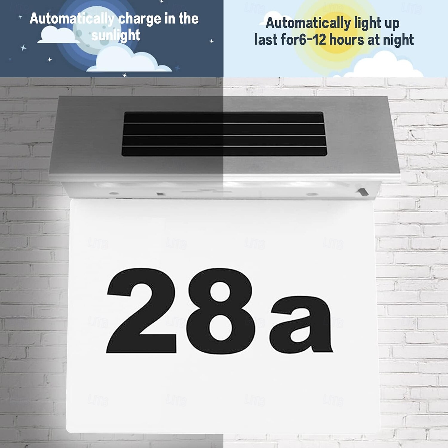 1 st. buitenverlichting op zonne-energie van roestvrij staal, straatnaambord, wandverlichting, huisnummerverlichting, veranda, tuin, entreeverlichting 2025 - $16.49 –P4