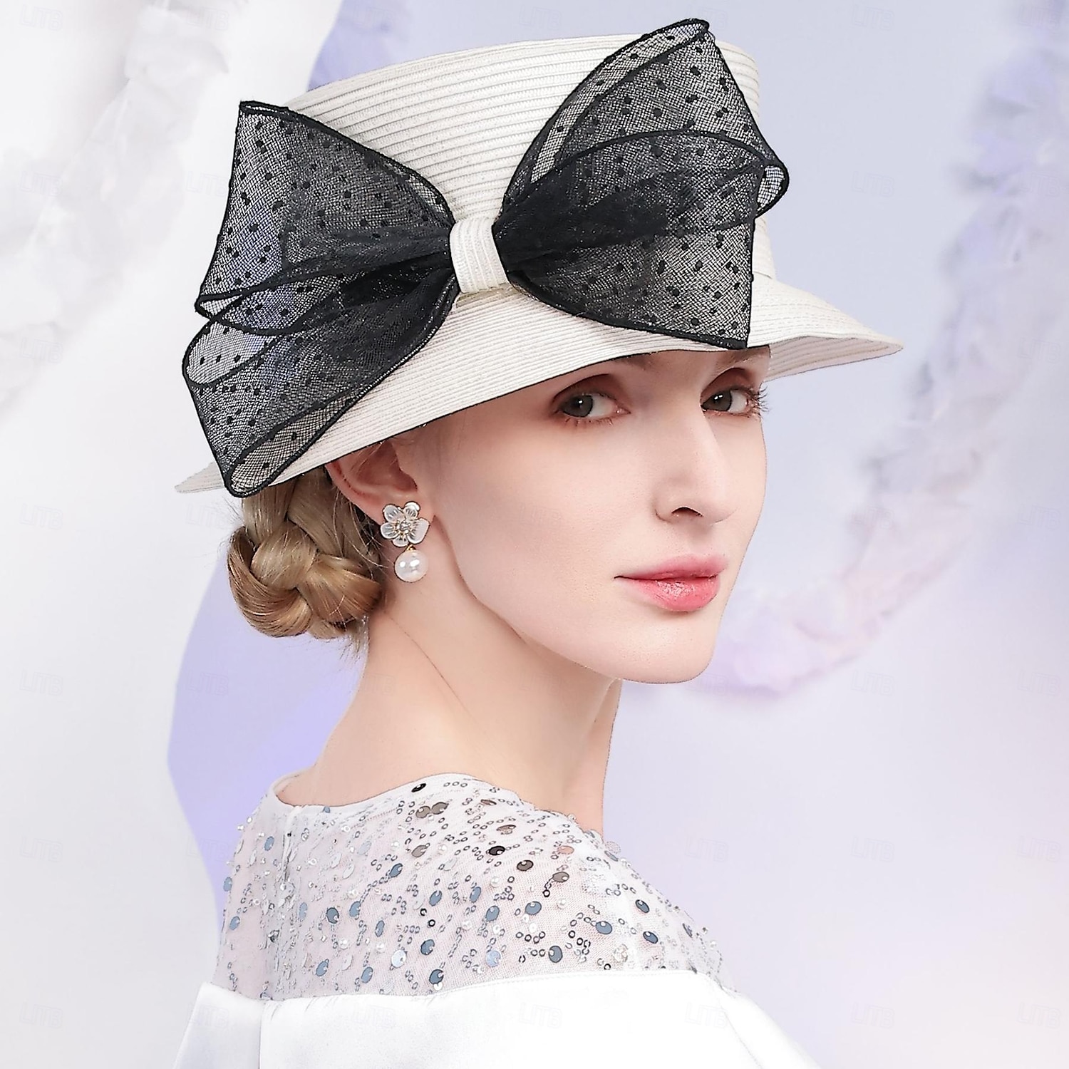 cappelli cappello a bombetta in fibra / cappello a cloche cappello da pescatore cappello di paglia matrimonio festa del tè elegante matrimonio con fiocco copricapo copricapo del 2025 a $41.99 –P6