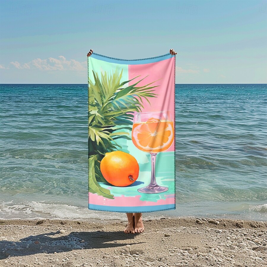 Toalla de playa estampada, manta de playa ligera, de secado rápido y sin arena, ideal para viajes, piscina y uso al aire libre. 2025 - $10.99 –P3