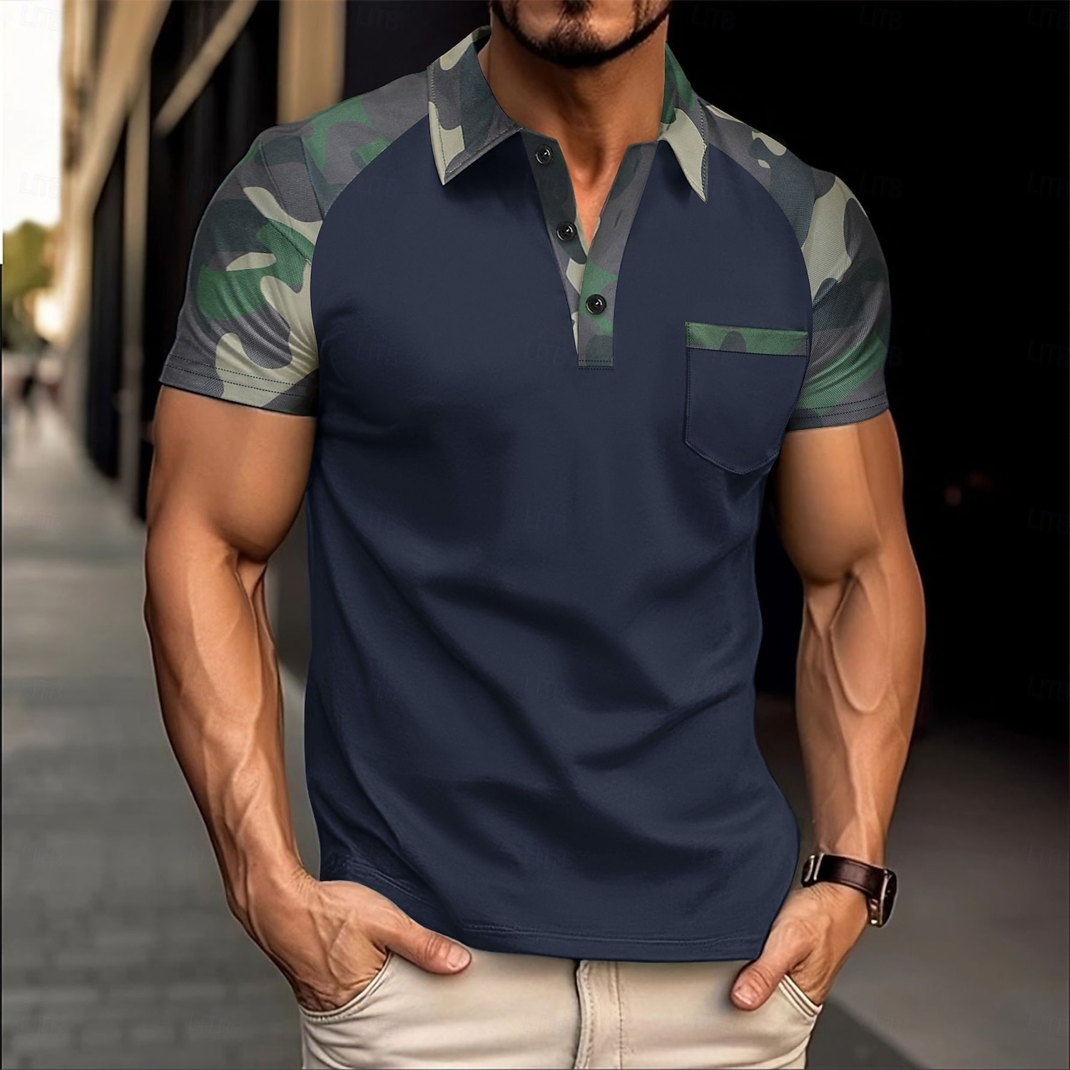 Herre Polo Golf skjorte Virksomhet Avslappet Klassisk Kortermet Mote Grunnleggende Kamuflasje Farge Lomme Knapp foran Sommer Vår & Vinter Normal Svart Rød Navyblå Kakifarget Polo 2026 - $18.99 –P1
