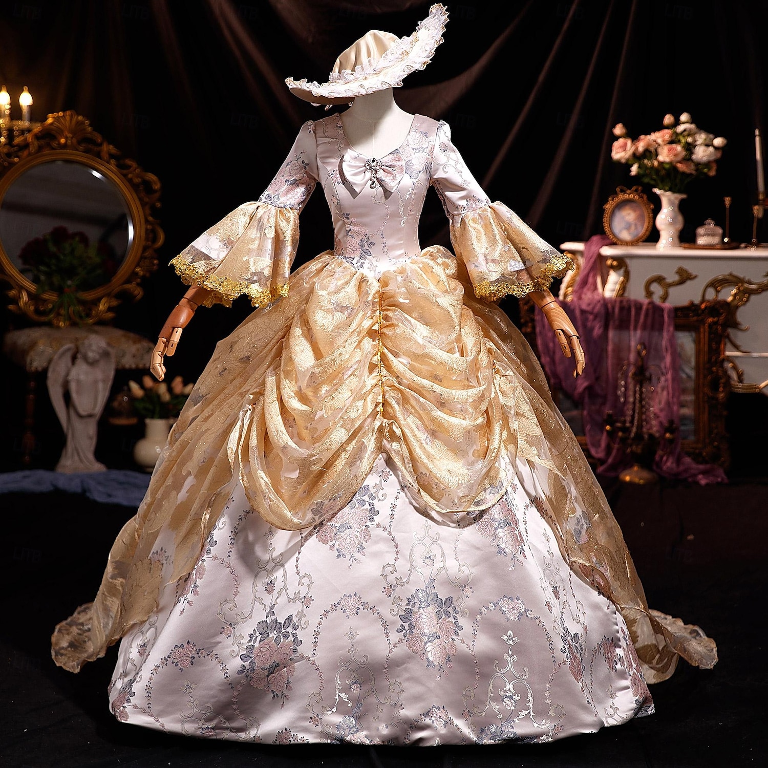 Rococo Revival Ball Dress 18th Century European Elegance Meets Early American Style 2025 - $310.09 –P5