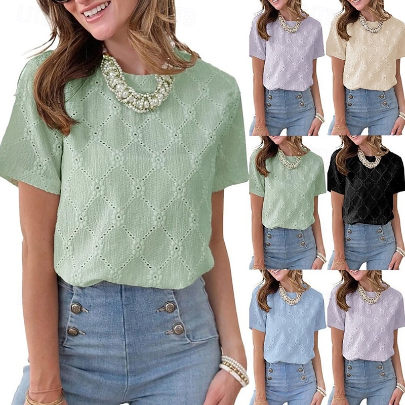 Dames Casual Zomer Ijszijde Gebreide Dunne Trui Shirt Top O-hals Halve Col Korte Mouw Basislaag Slim Bovenkleding Effen Kleur kopen vanaf een prijs van 6.21 Dames Casual Zomer Ijszijde Gebreide Dunne Trui Shirt Top O-hals Halve Col Korte Mouw Basislaag Slim Bovenkleding Effen Kleur kopen vanaf een prijs van 6.21