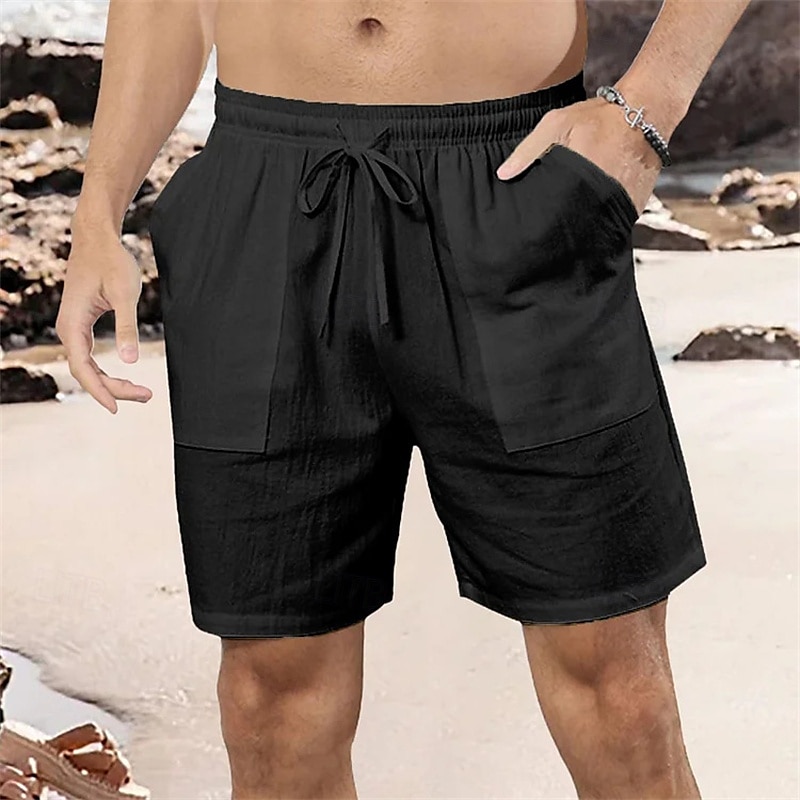 Homens Calção Shorts de linho Shorts de verão Shorts de praia Bolsos Com Cordão Cintura elástica Tecido Conforto Respirável Curto Férias Feriado Praia Havaiana Boho Preto Branco de 2025 por $17.99 –P9