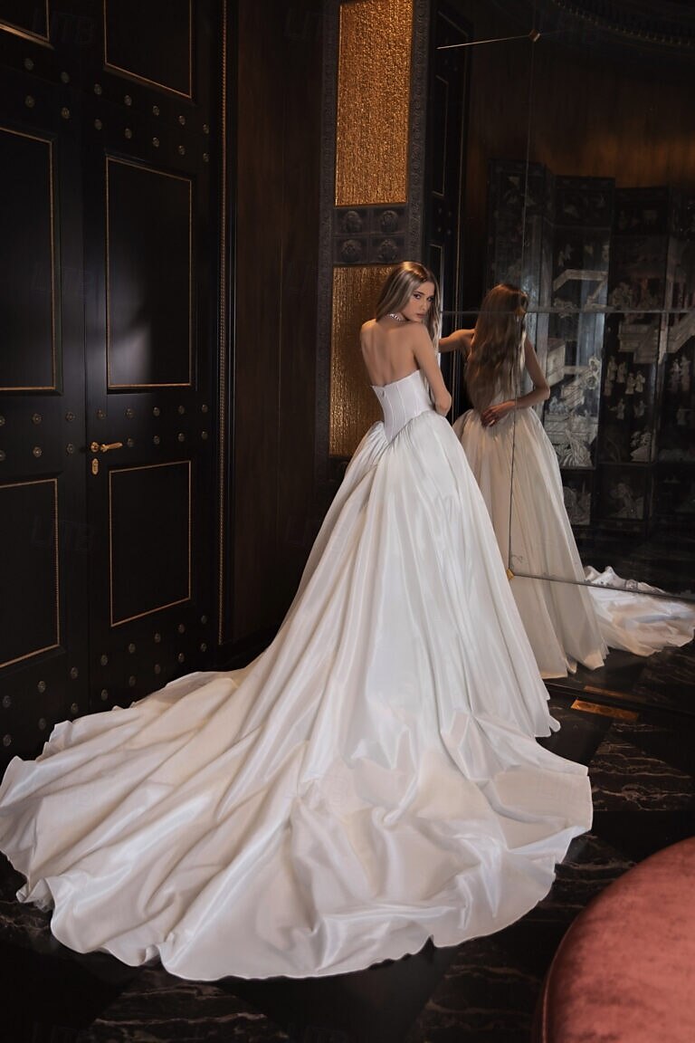 Hall Vintage Royal Style Bustier Drop Waist Wedding Dresses Ball Gown Sleeveless Chapel Train Taffeta Bridal Gowns With Solid Color 2025 - $180.99 –P4
