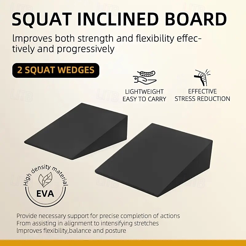 1 paire de cales de yoga en mousse EVA noires, universelles, pour squat, bloc incliné pour la force du bas des jambes, améliore l'étirement des mollets de 2025 ? $12.99 –P1