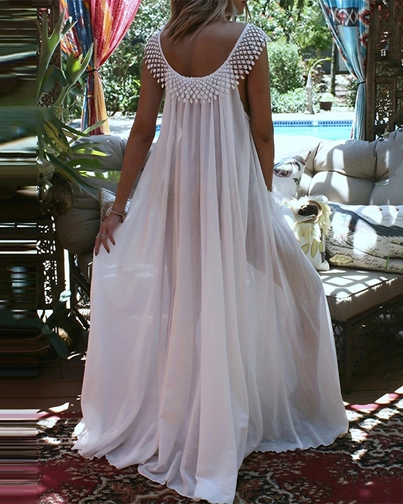 Femmes Robe Longue Maxi Robe Robe Blanche Robe de remise des diplômes Robe Décontractée Robe en coton et lin Élégant Mode Classique Extérieur Fête Date Coupe régulière Uni Sans manches Col ras du cou de 2025 ? $28.99 –P2