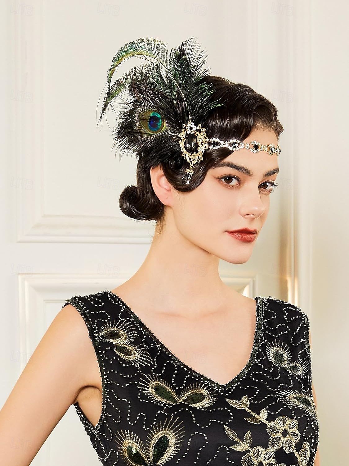 1920-tallet Den store Gatsby Flapperpannebånd i 1920-stil Den store Gatsby Fjær Kontor / Bedrift Glitrende glitter Krystall / Rhinstein Kostyme Dame Karneval Valentinsdag Maskerade Festkveldsklær 2025 - $24.99 –P4