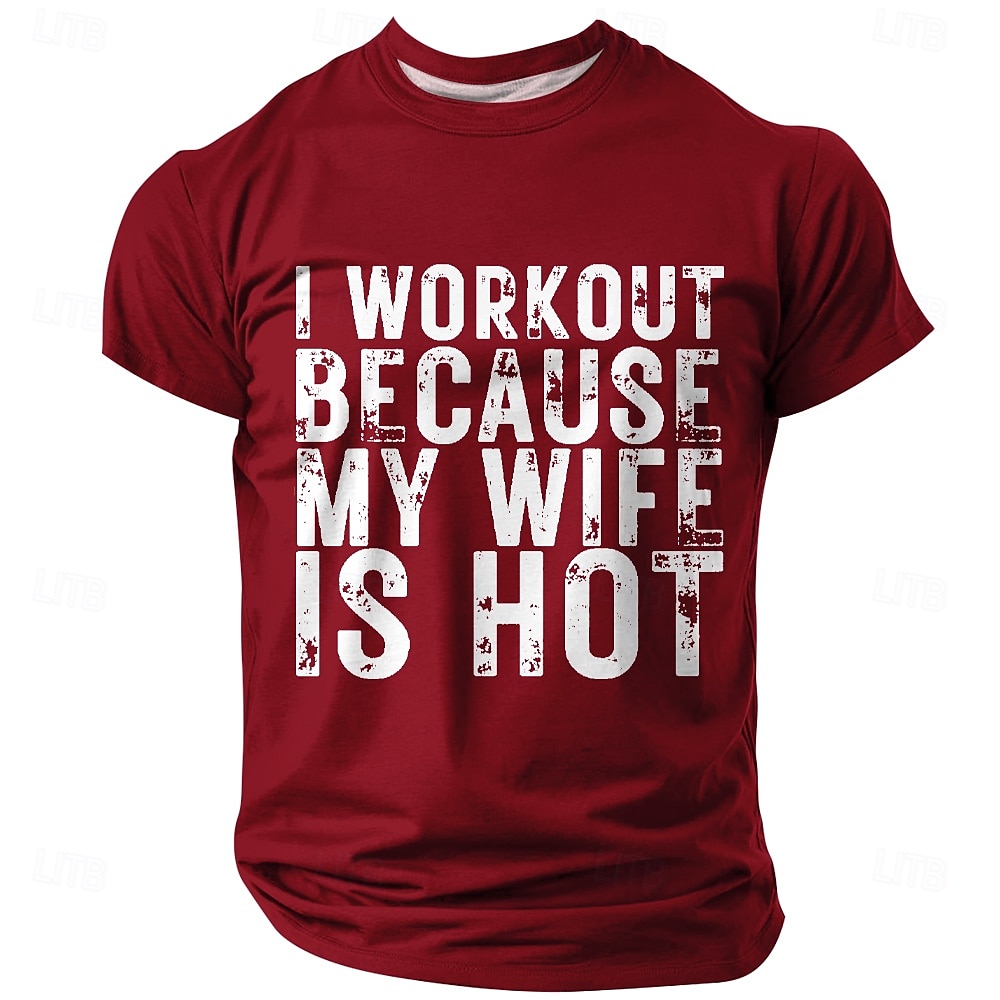 Maglietta grafica divertente per uomini 'Mi alleno perché mia moglie è attraente' umorismo da marito del 2026 a $19.49 –P2