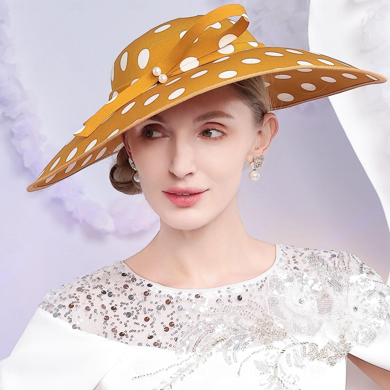 Головные уборы Полиэстер Котелок / клош Шляпа от солнца Свадьба Чаепитие Элегантный стиль Свадьба С Бант В горошек Заставка Головной убор 2026 - $38.99 –P10