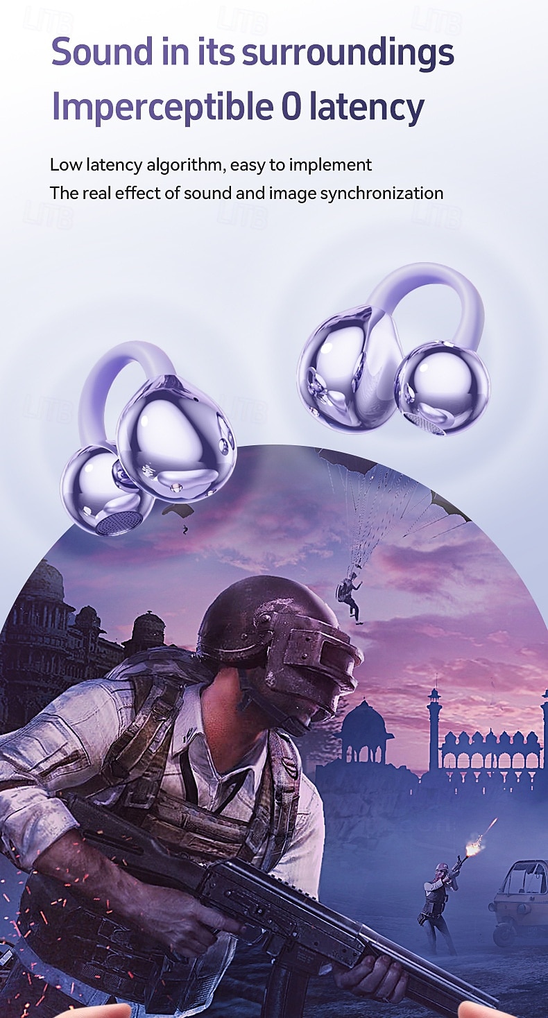 Fones de ouvido verdadeiramente sem fio M108 fones TWS com clipe de orelha Bluetooth 5.3 design ergonômico som estéreo surround para fitness academia e treino de 2025 por $39.99 –P9