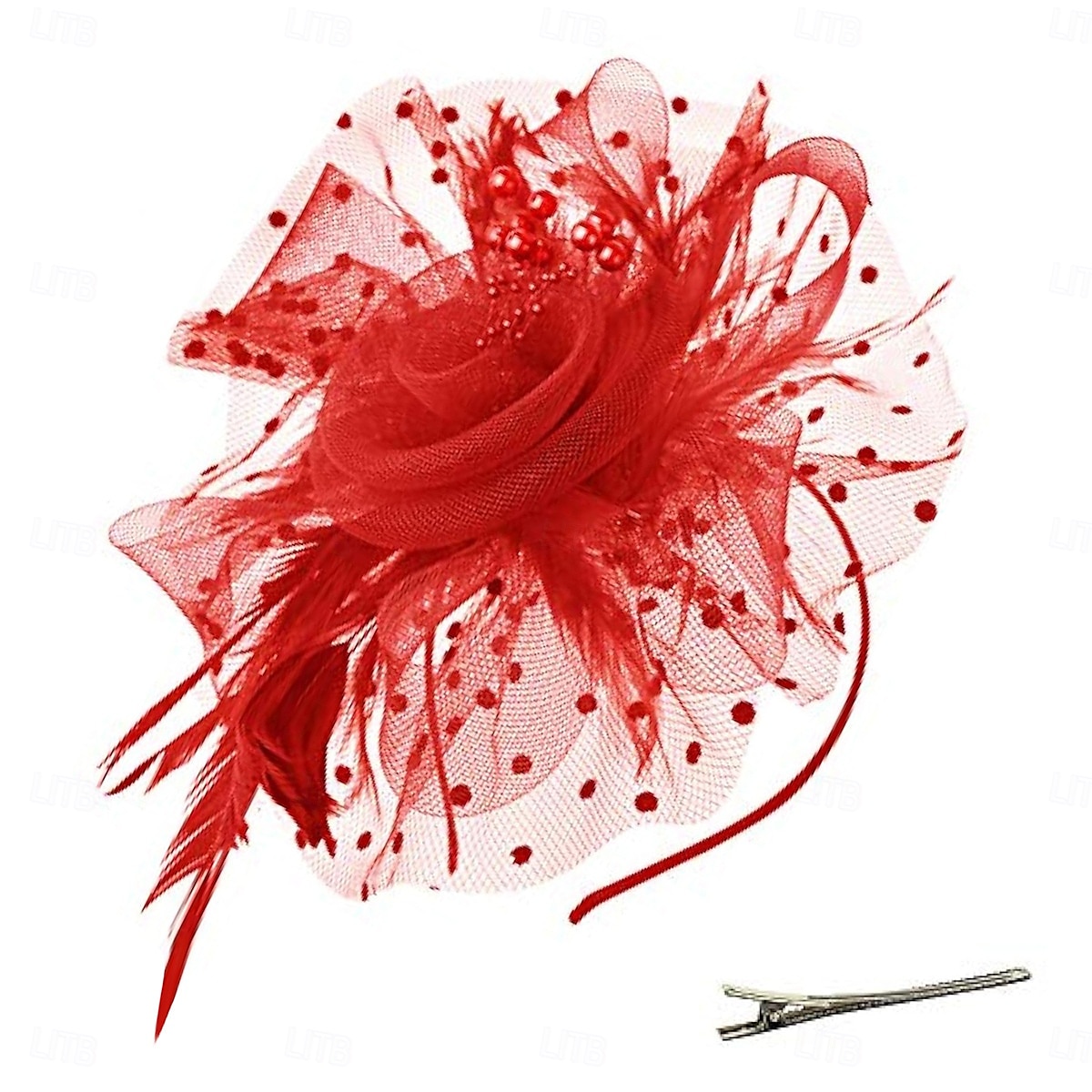 Tocados, sombrero de malla con flores para fiesta de té, tocado, velo, diadema para mujer, fiesta, boda 2025 - $38.99 –P9