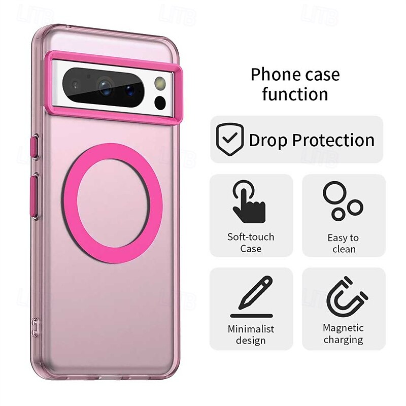 Магнитный чехол для телефона для Google Pixel 9 Pro/9 Pro XL/8 Pro/8/9 ПК металл противоударный чехол с поддержкой беспроводной зарядки 2025 - $19.99 –P4