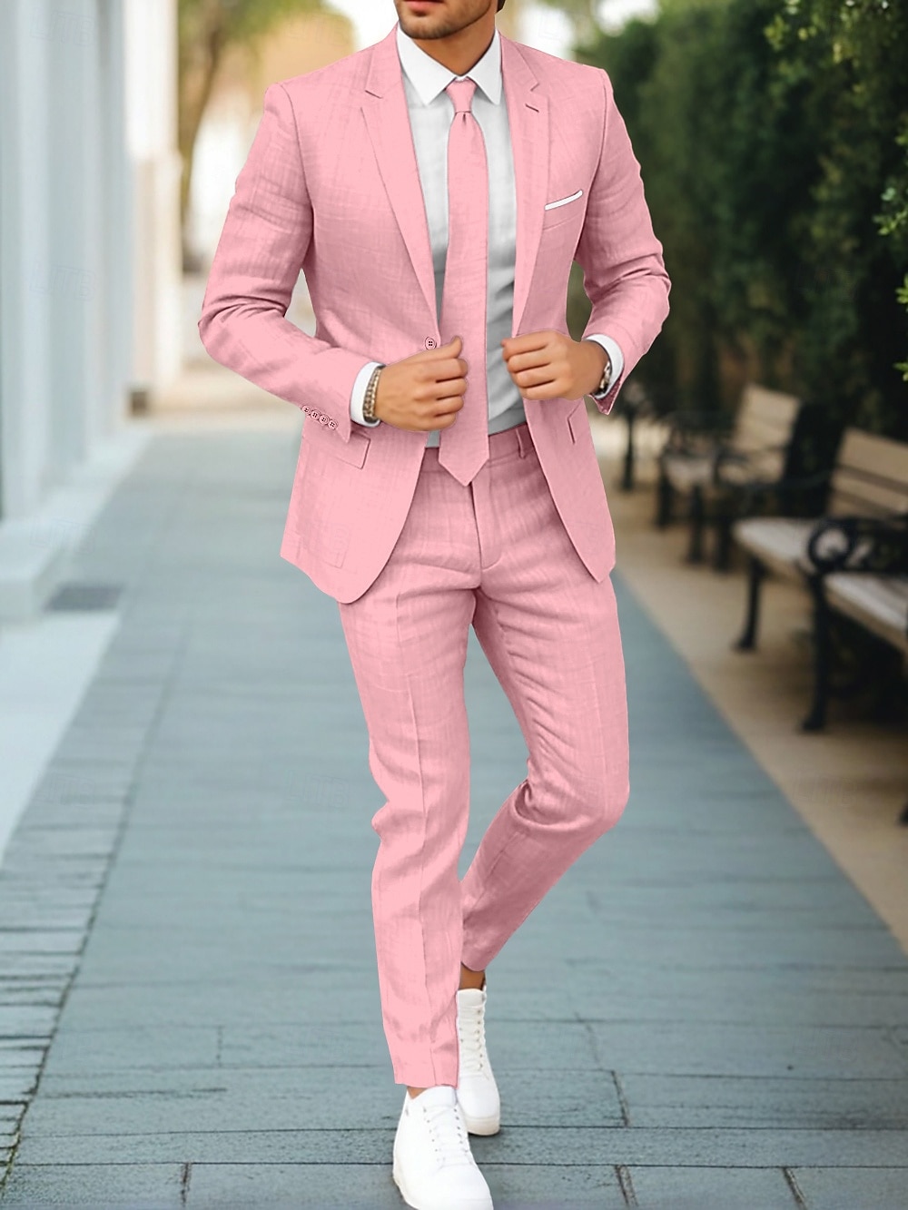 Herre Bryllups Linjens dresser Mørk Khaki Lys Khaki Forretnings Formell Sommer ensfarget Standard Passform 2-delt Enkeltspent En-knapp 2025 - $112.99 –P9