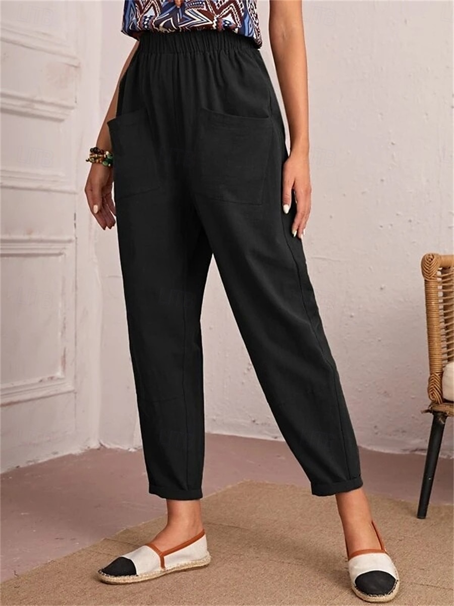Per donna Pantaloni Affusolati Chinos Moda Streetwear Essenziale Lunghezza alla caviglia Vita media Semplice Tasca Elastico in vita Comodità All'aperto Micro-elastico Vacanza Streetwear Quotidiano del 2025 a $22.99 –P9