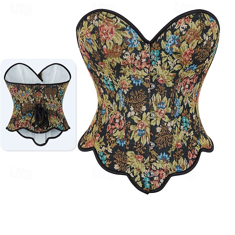 Rococo Overbust Corset Masquerade Overbust Corset Cosplay Jacquard Tummy Control Push Up Jacquard Fancy Dress Women's Royal Masquerade Party Carnival of Venice Adults' Corset 2026 - $26.99 –P1