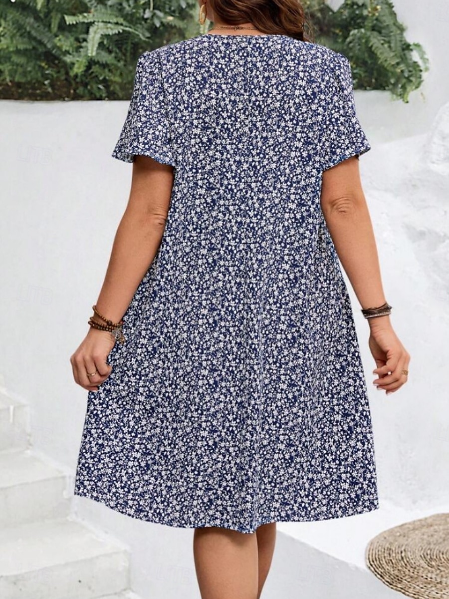 Women's Mini Dress Casual Dress Floral Dress Summer Dress Boho Dress Fashion Modern Daily Beach Weekend Regular Fit Floral Short Sleeve V Neck Black White Royal Blue Blue Summer 2025 - $17.99 –P17