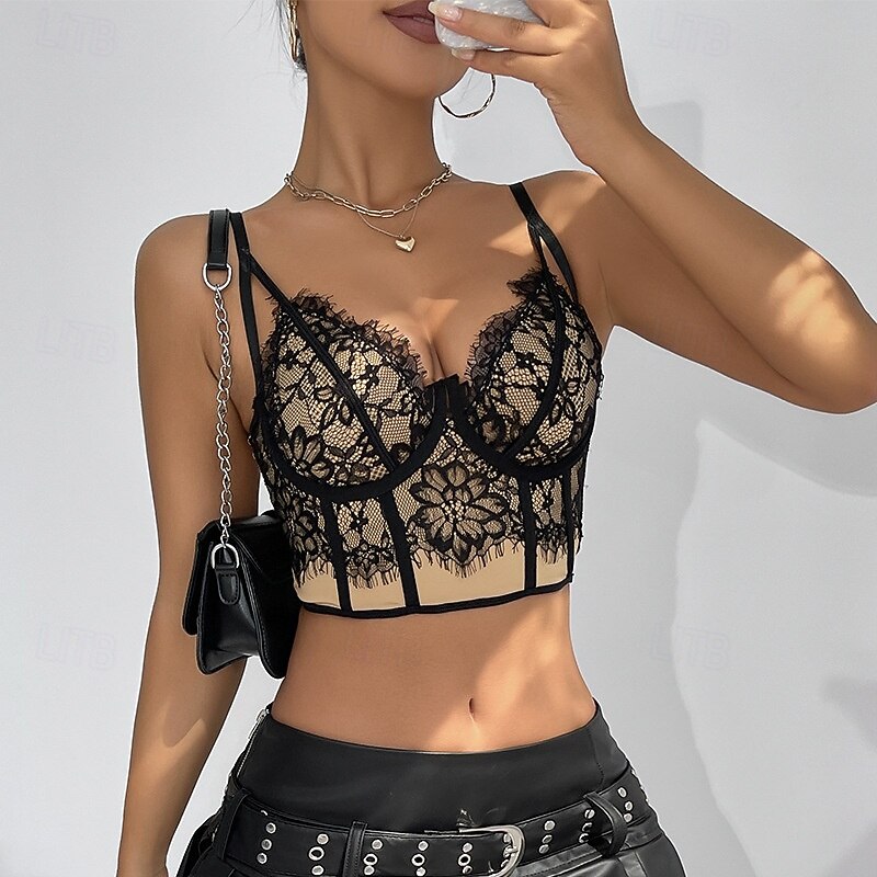 Slim Fit Corset Crop Top Bustier Lace Fancy Dress Women's Halloween Carnival Party & Evening Adults' Top Corset 2026 - $23.99 –P4