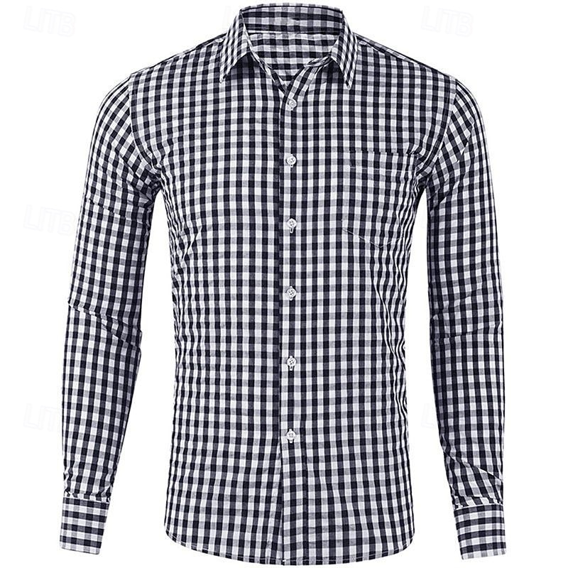 Herren Hemd Lässiges Hemd Knopfhemd Karierte Hemden Hellgrünkaffee Schwarz Rosa Rote Blau Langarm Plaid / Karomuster Kargen Urlaub Strasse Bedruckt Bekleidung Polyester Modisch Freizeit Hawaiihemd 2025 - $8.99 –P12