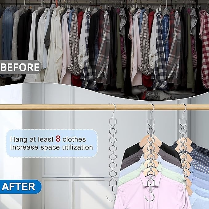 6 Pack Space Saving Hangers for Clothes Heavy Duty 30Lbs Capacity Magic Collapsible Clothes Space Saver Metal Hanger Organizer with 360 Swivel Hook Closet Organizers Storage Dorm Room Essentials 2025 - $21.99 –P4