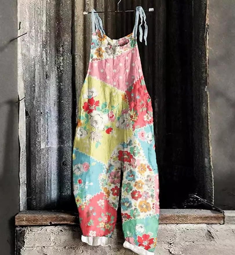 Kvinners vide ben overalls chinos ferie vintage mote full lengde høy midje blomstertrykk termisk varm pustende myk mikroelastisk ferie gate uformell fiolett rosa robins egg 2025 - $22.99 –P1