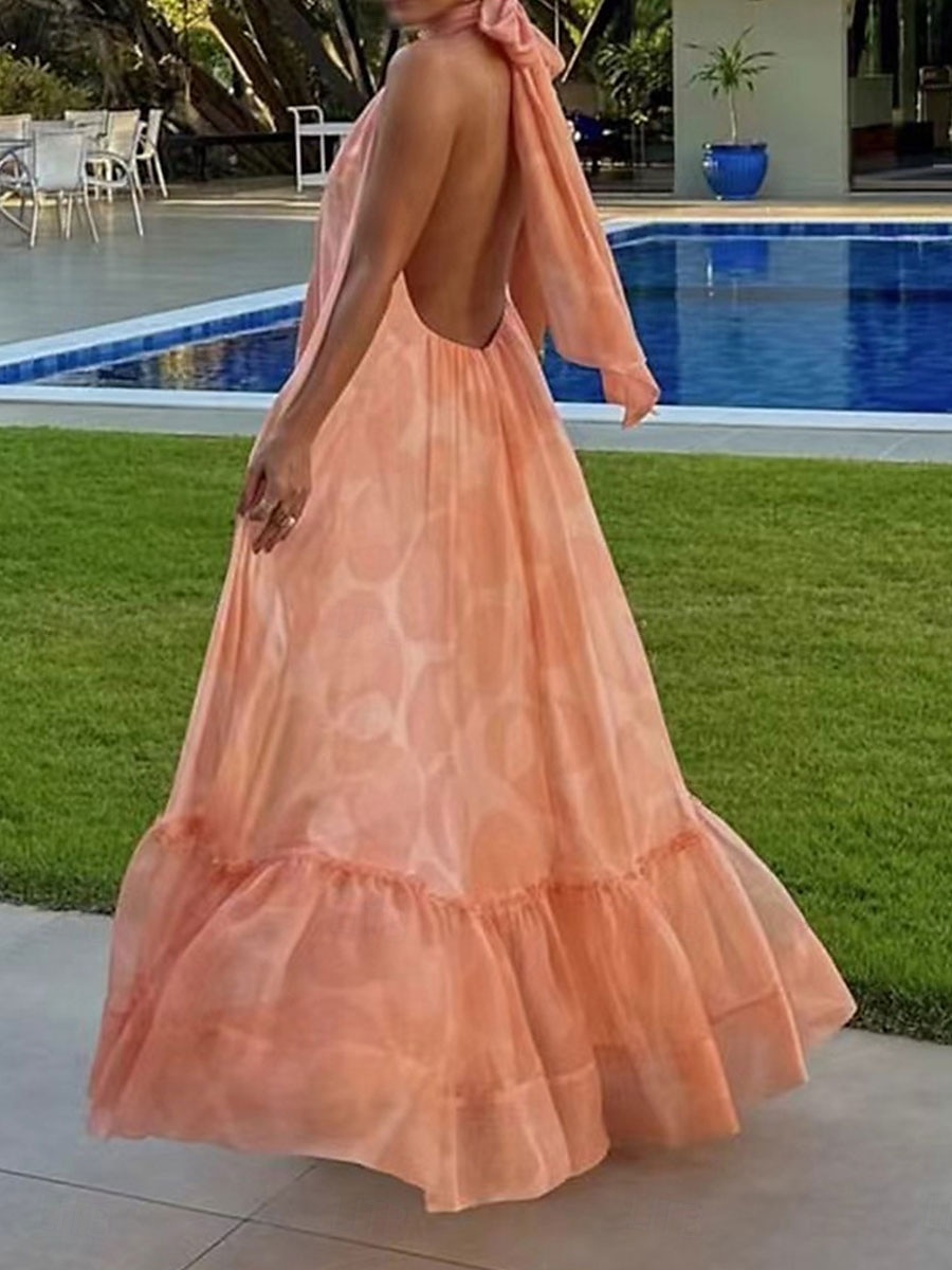 Vestidos de noiva Linha A Halter pescoço Sem Manga Longo Chiffon Vestidos de noiva Com Pregas 2025 de 2025 por $99.99 –P3