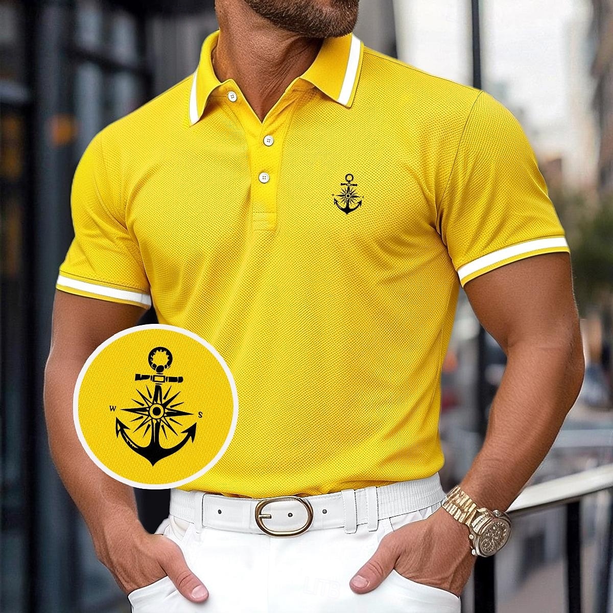 Herren Baumwoll-Poloshirt Golf Poloshirts Lässig Geschäft Gerippter Polokragen Klassisch Kurzarm Basic Modern Einfarbig Knöpfe Logo Frühling & Sommer Normale Passform Dunkelrot Gelb Hellblau Grau 2026 - $22.99 –P6