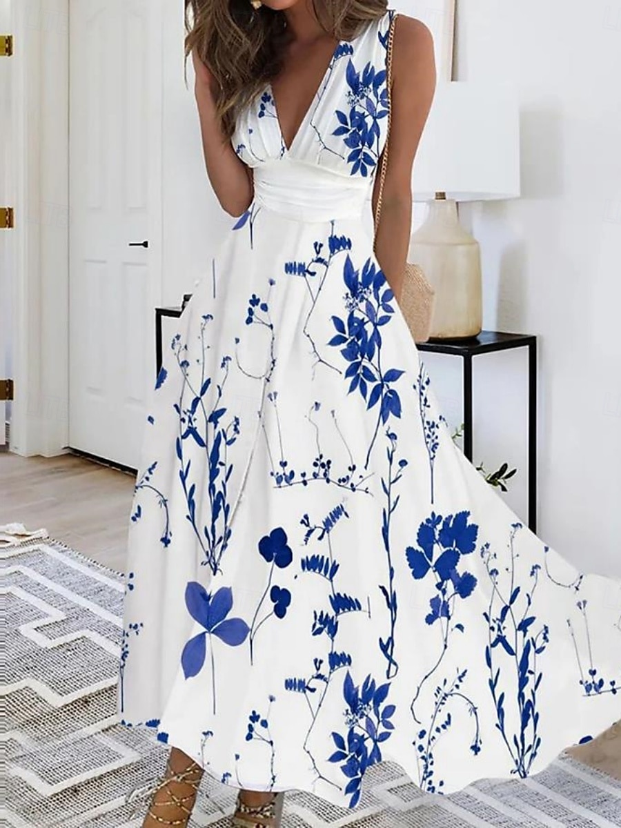 Femmes Robe Longue Maxi Robe Robe Décontractée Robe évasée Robe d'été Mode Moderne Quotidien Plage Week-end Coupe régulière A Ombre Fleuri Sans manches Col en V Noir Rouge Bleu Violet Été de 2025 ? $22.99 –P2