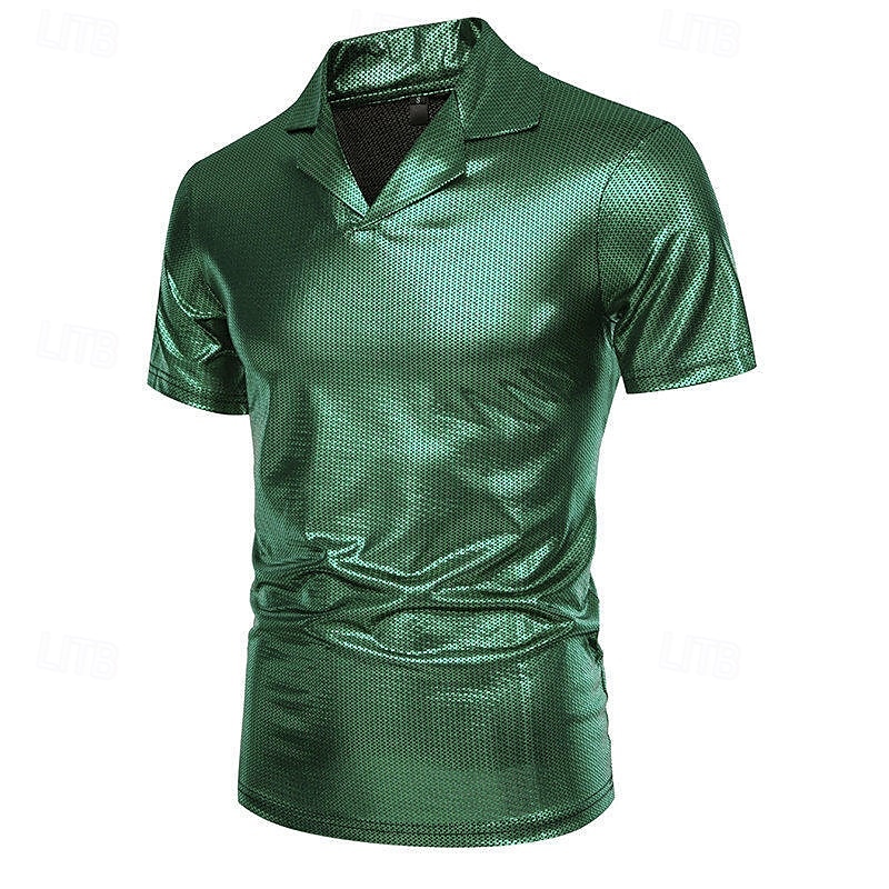 Retró 1980-as évek Póló POLO trikó Diszkó Fényes latex patent Fémes Szivárvány Jelmez Férfi Mindszentek napja Farsang Pride Parade Büszkeség hónapja Felnőttek Póló Nyár 2025 - $26.99 –P19