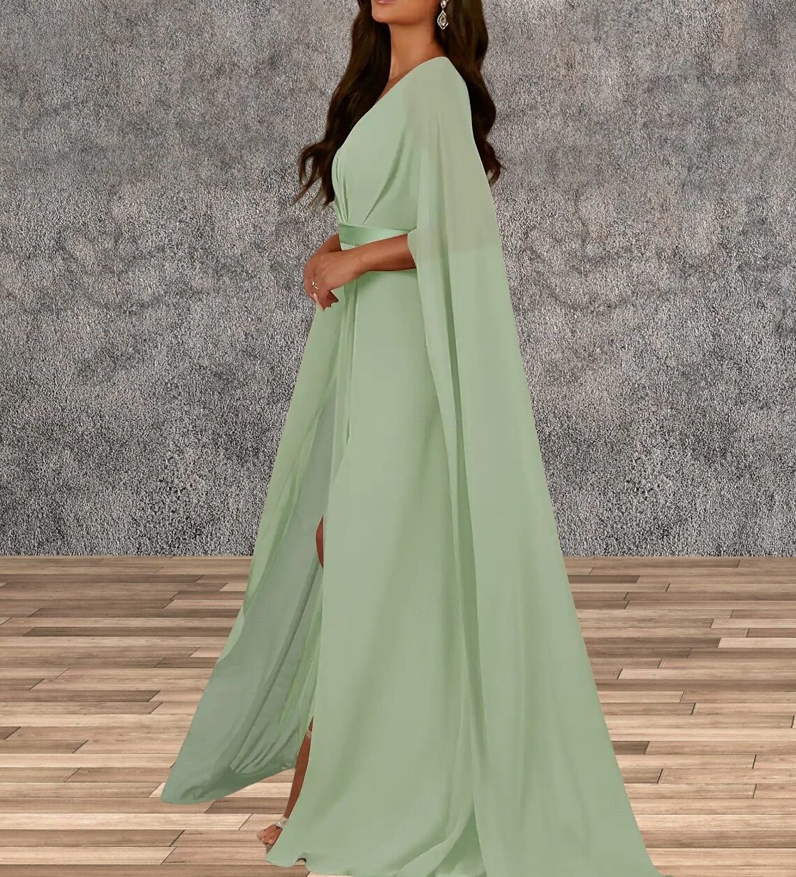 A-Lijn Bruiloft Gast Jurken Elegante Jurk Bruiloft Gast Verloving Vloerlengte Mouwloos V Hals Herfst Bruiloft Gast Chiffon met Splits 2025 - $174.99 –P3